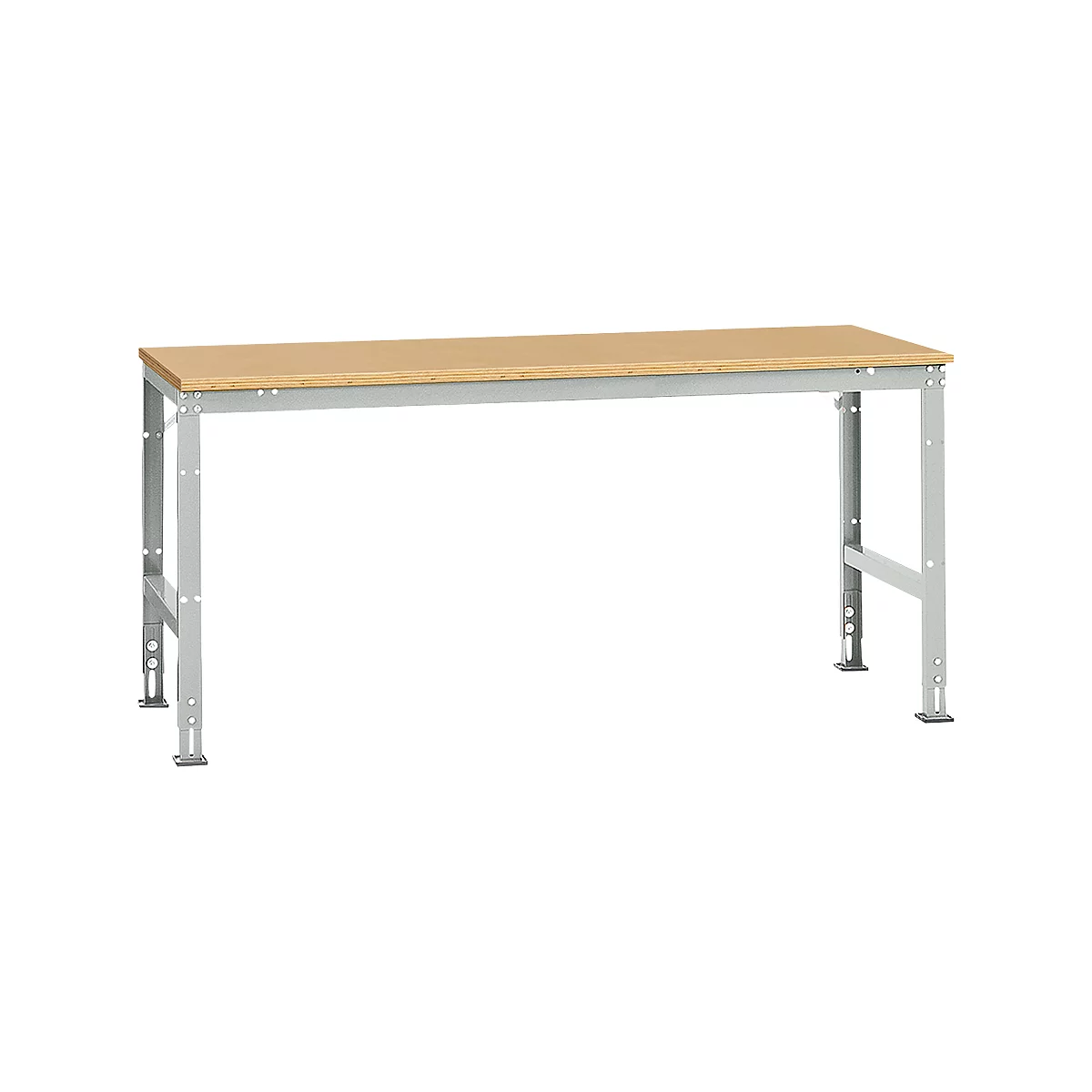 Manuflex Arbeitstisch UNIVERSAL Standard, 2000 x 1000 mm, Multiplex natur, lichtgrau