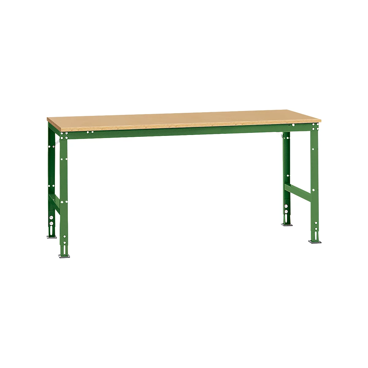 Manuflex Arbeitstisch UNIVERSAL Standard, 2000 x 1000 mm, Multiplex natur, resedagrün