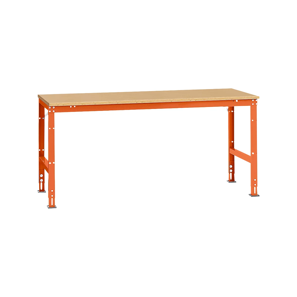 Manuflex Arbeitstisch UNIVERSAL Standard, 2000 x 1000 mm, Multiplex natur, rotorange
