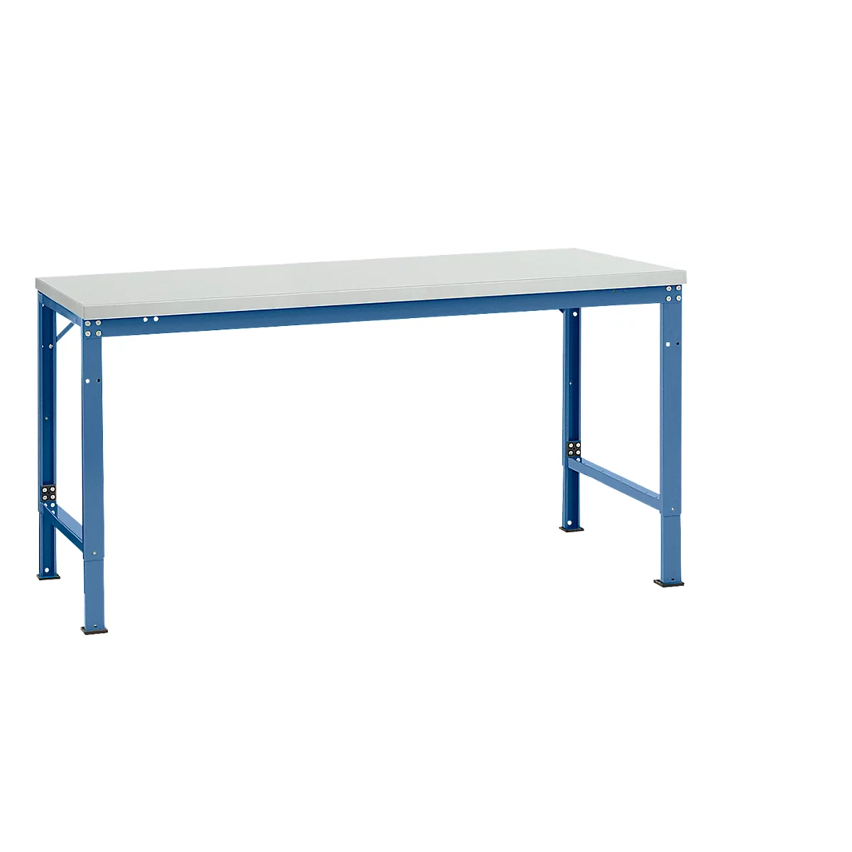 Manuflex basistafel UNIVERSAL Speciaal, 1750 x 1000 mm, melamine lichtgrijs, briljantblauw