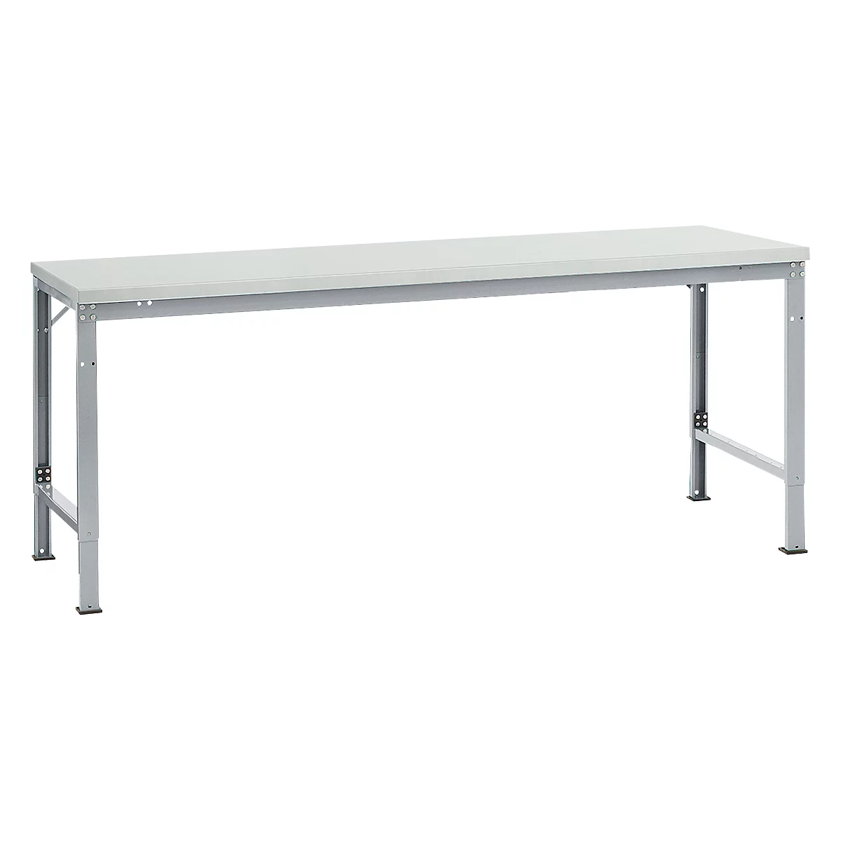 Manuflex basistafel UNIVERSAL Speciaal, 2000 x 1000 mm, melamine lichtgrijs, aluminium zilver