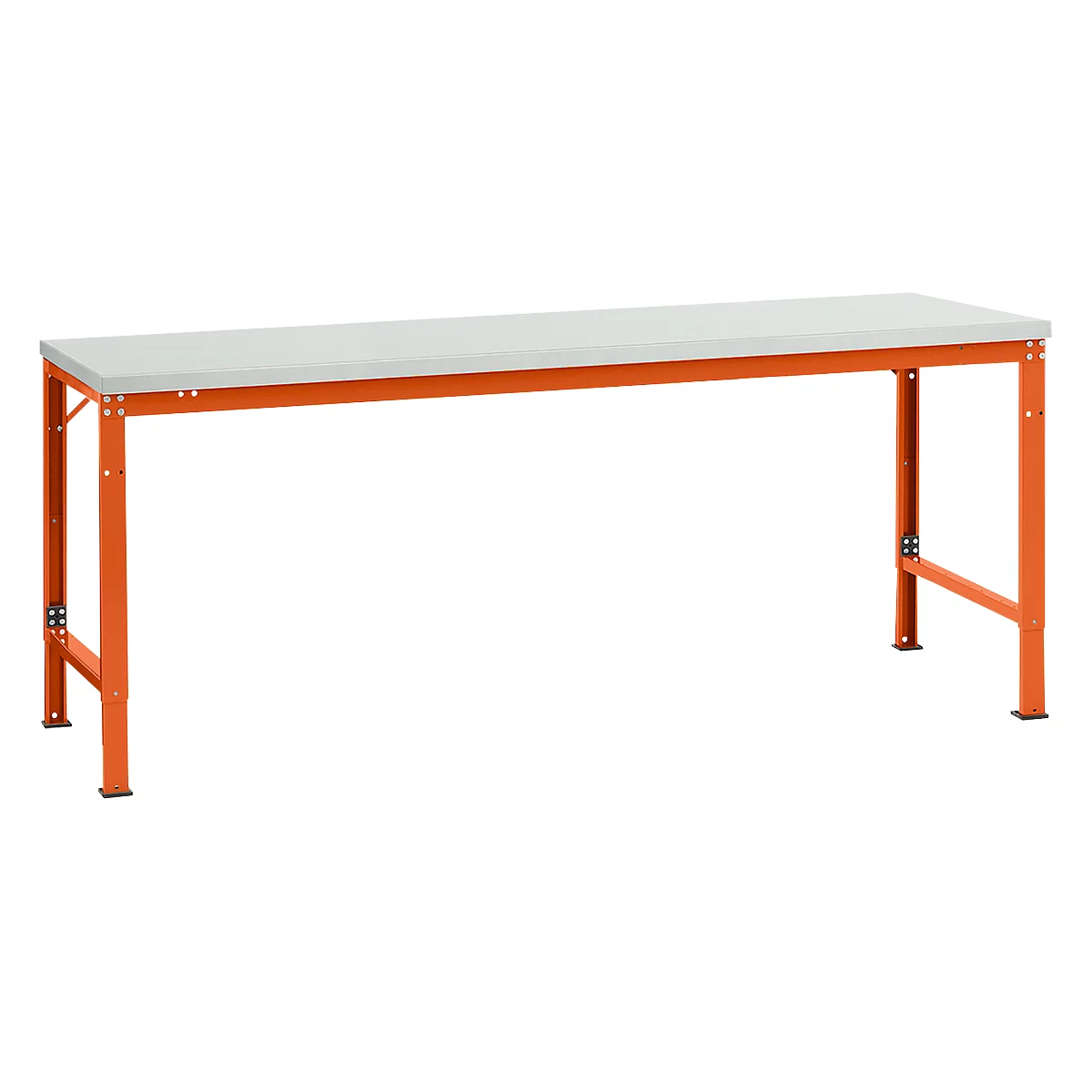 Manuflex basistafel UNIVERSAL Speciaal, 2000 x 1000 mm, melamine lichtgrijs, roodoranje