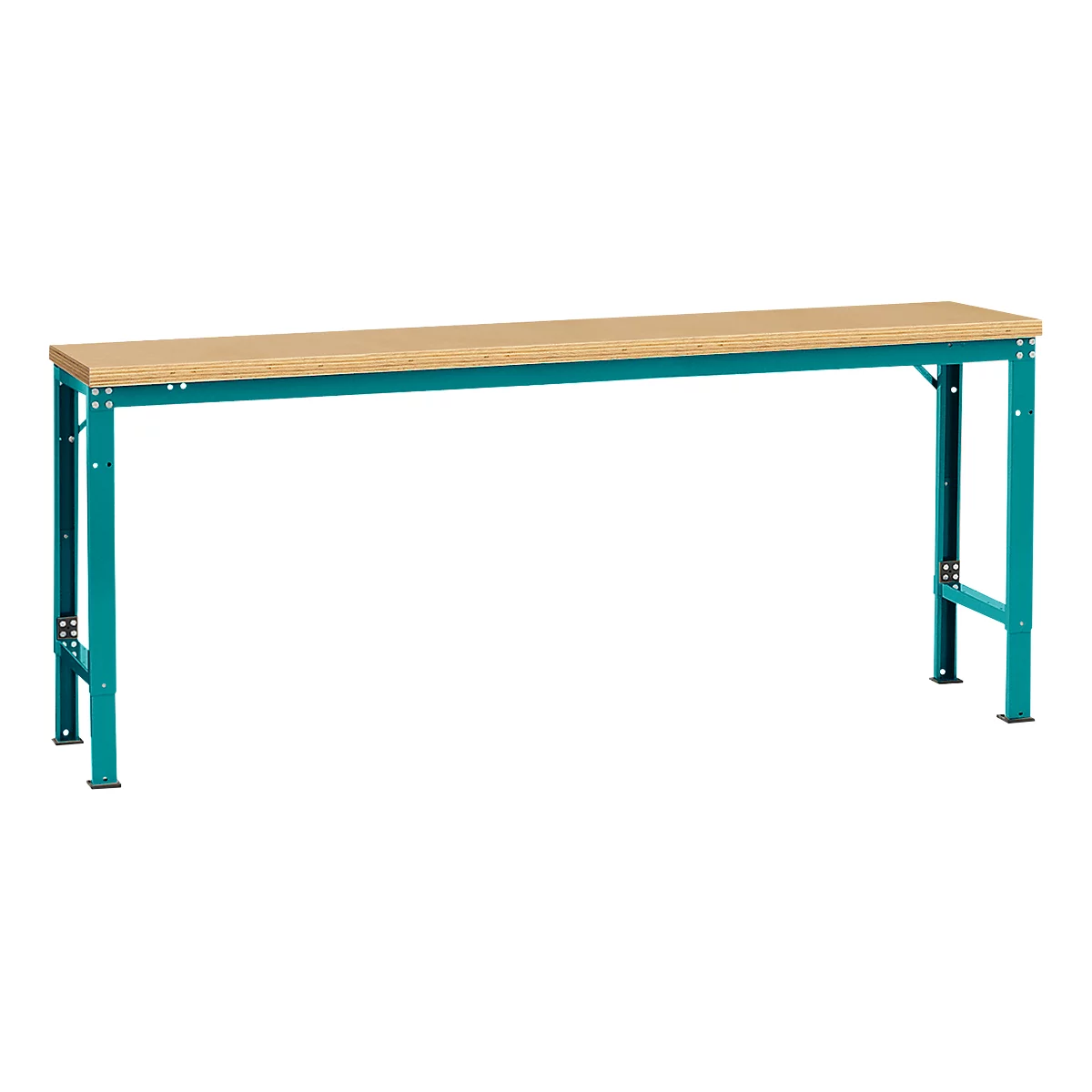 Manuflex basistafel UNIVERSAL Speciaal, 2000 x 800 mm, multiplex natuur, waterblauw