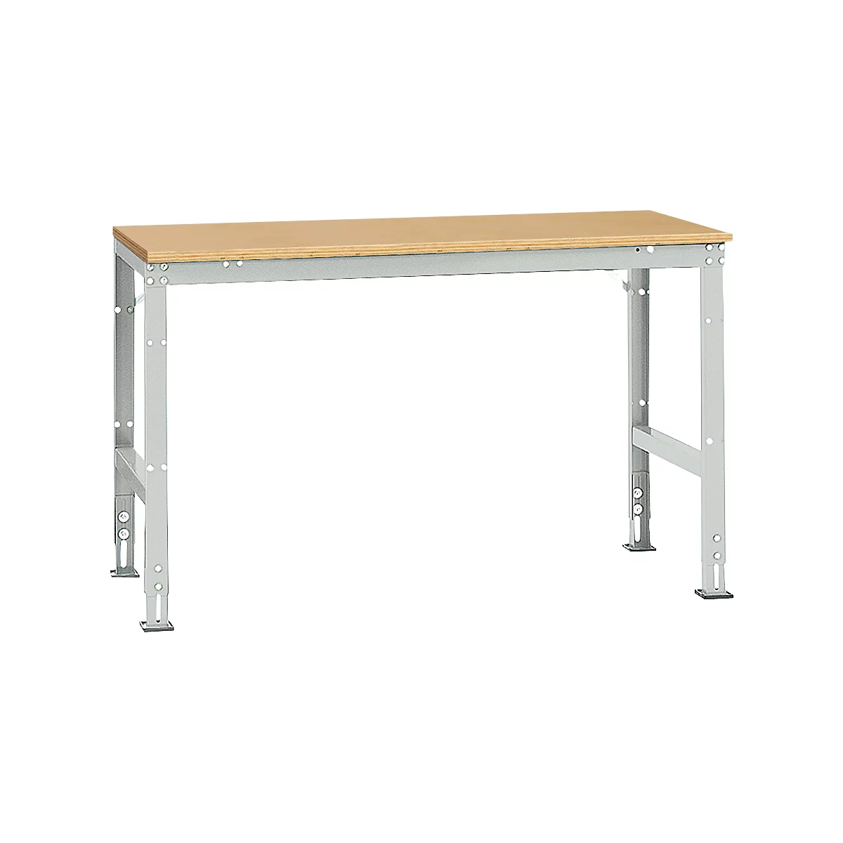 Manuflex basistafel UNIVERSAL Standaard, tafelblad multiplex, 1500 x 800, lichtgrijs