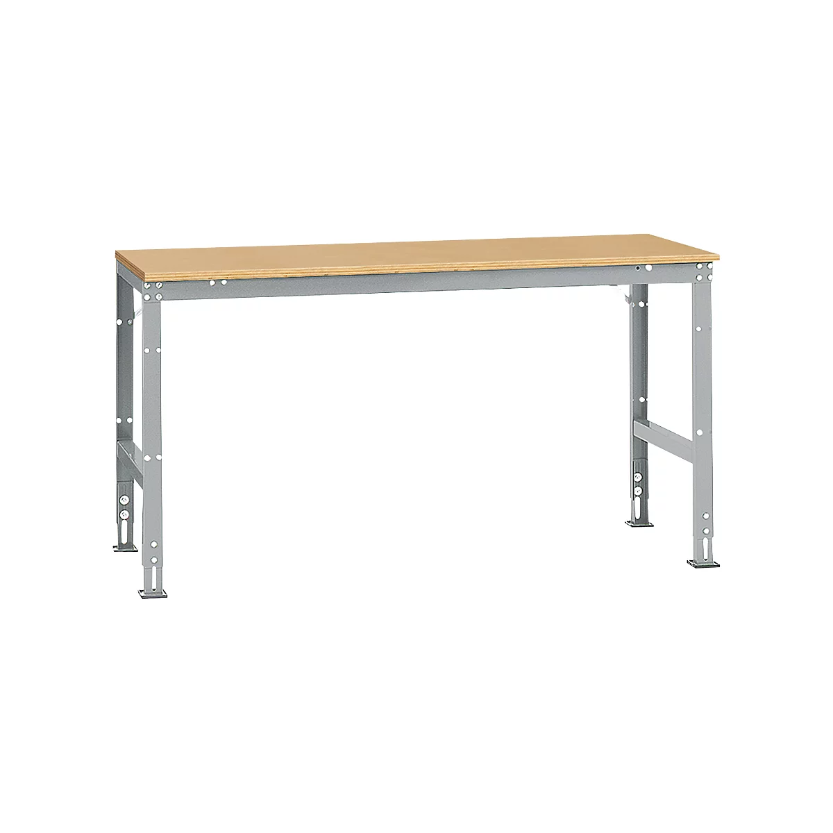 Manuflex basistafel UNIVERSAL Standaard, tafelblad multiplex, 1750 x 800, aluminium zilver