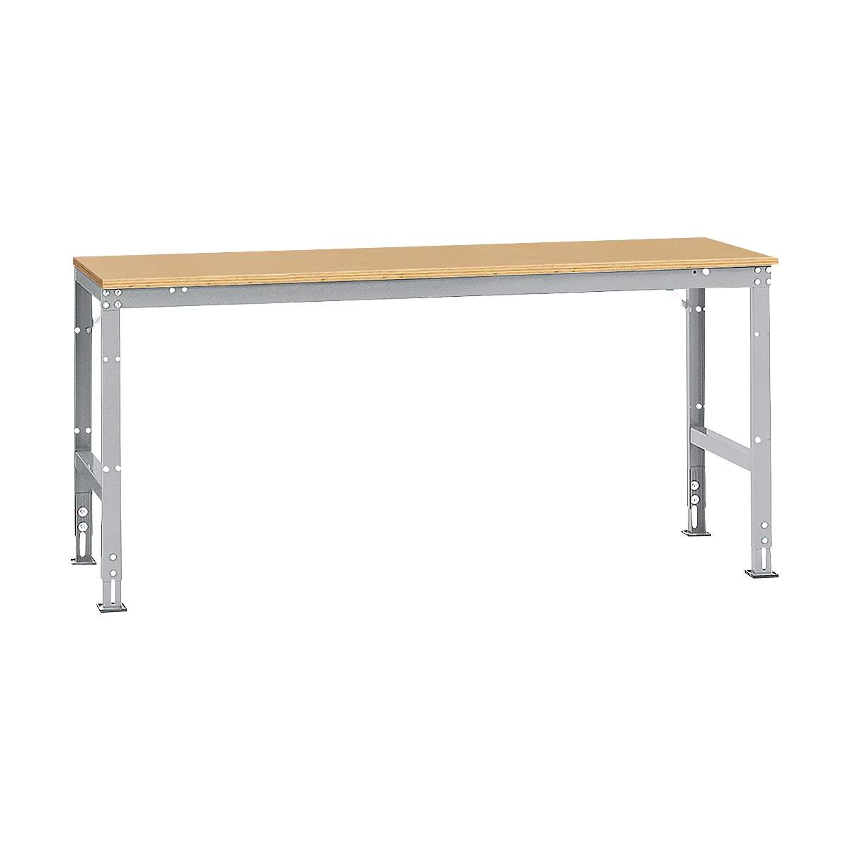Manuflex basistafel UNIVERSAL Standaard, tafelblad multiplex, 2000 x 800, aluminium zilver