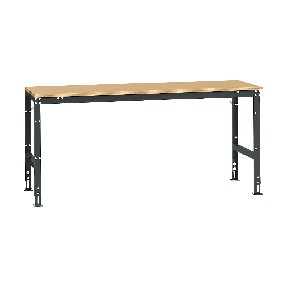 Manuflex basistafel UNIVERSAL Standaard, tafelblad multiplex, 2000 x 800, antraciet