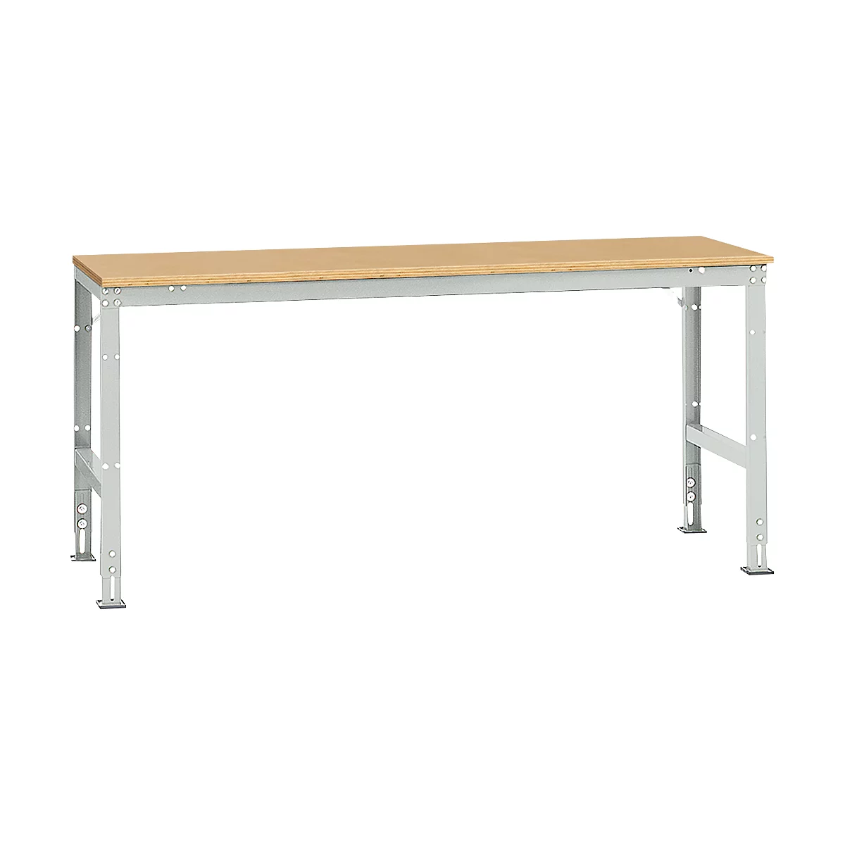 Manuflex basistafel UNIVERSAL Standaard, tafelblad multiplex, 2000 x 800, lichtgrijs