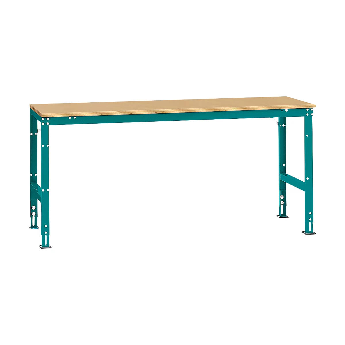 Manuflex basistafel UNIVERSAL Standaard, tafelblad multiplex, 2000 x 800, waterblauw