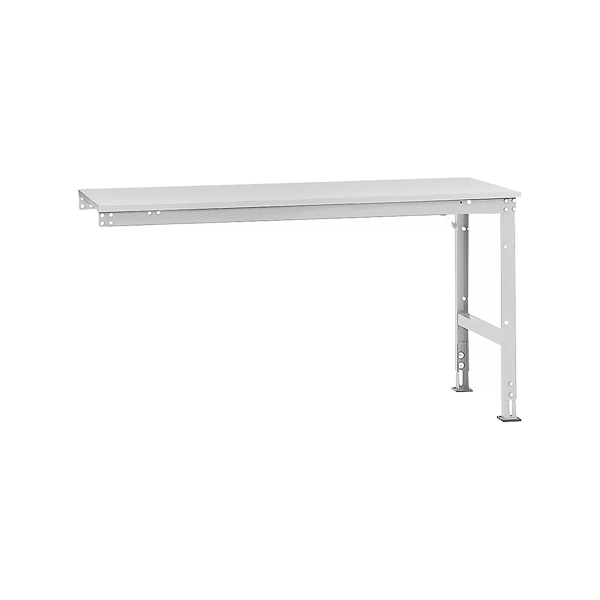 A white, rectangular table with metal legs, against a white background, for leaning or as a wall table.