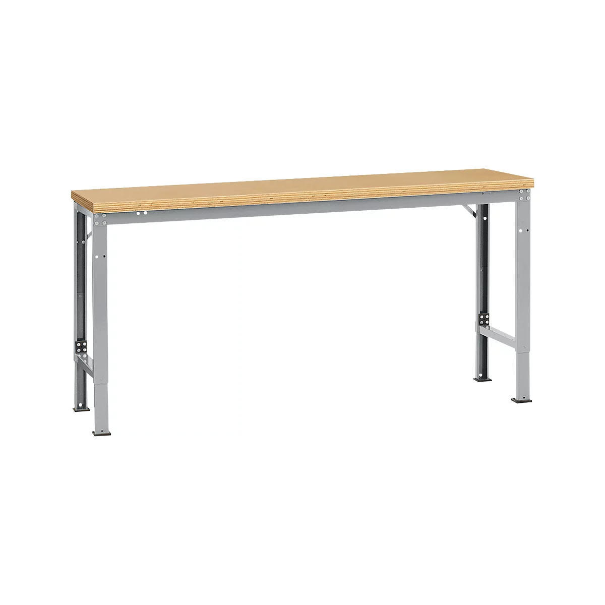 Manuflex Grundtisch UNIVERSAL Spezial, 1750 x 800 mm, Multiplex natur, alusilber