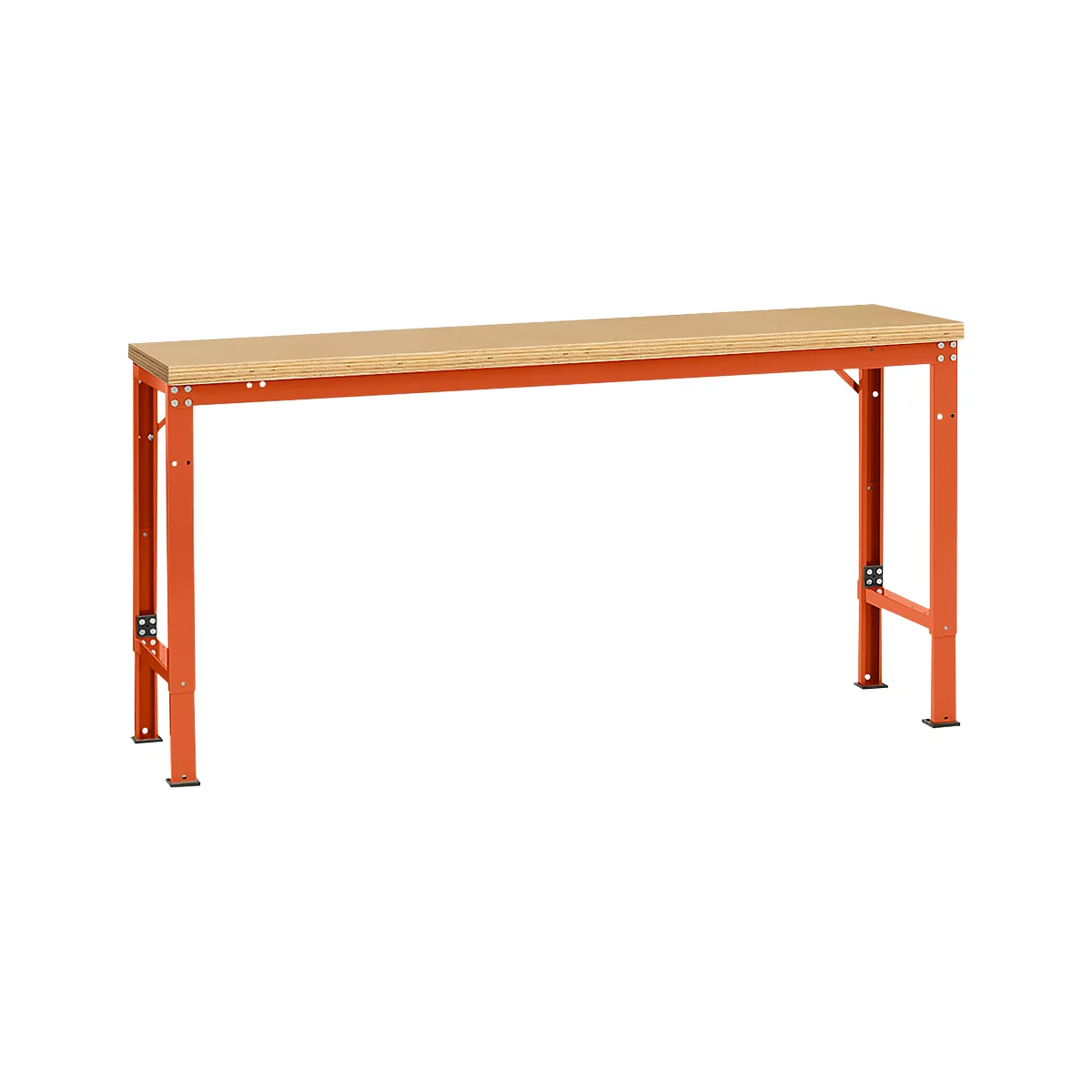 Manuflex Grundtisch UNIVERSAL Spezial, 1750 x 800 mm, Multiplex natur, rotorange
