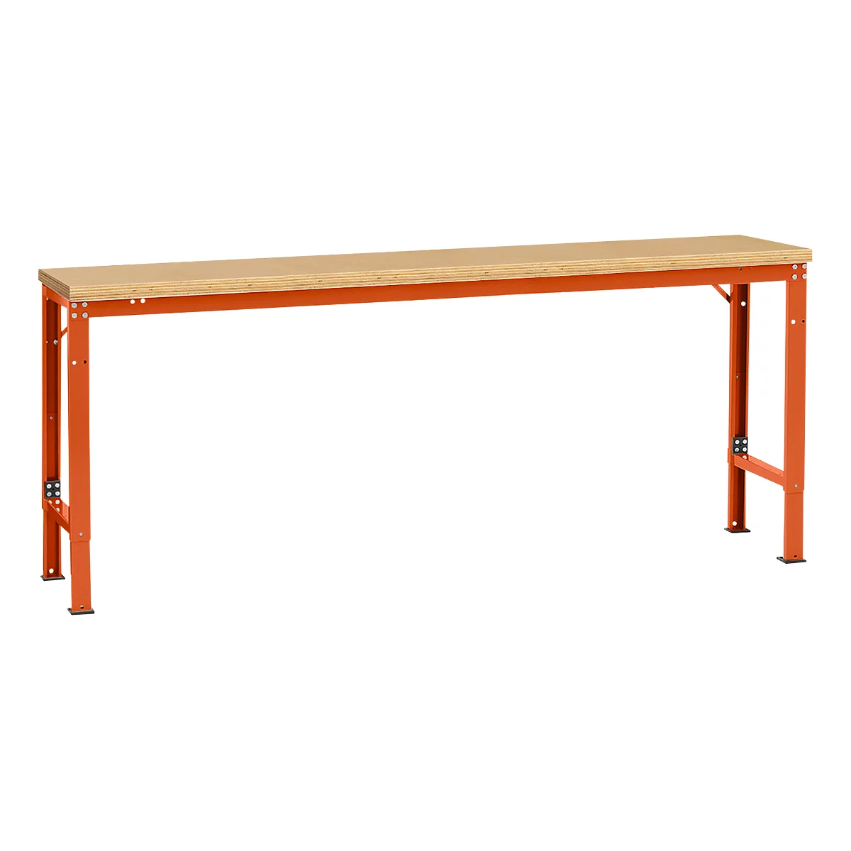 Manuflex Grundtisch UNIVERSAL Spezial, 2000 x 800 mm, Multiplex natur, rotorange