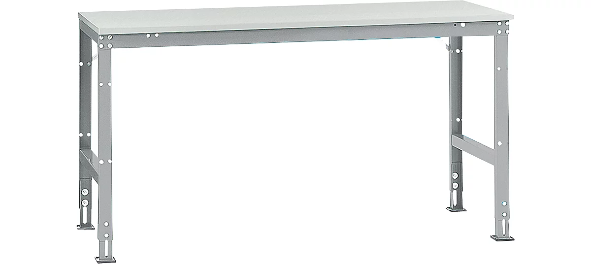 Manuflex Grundtisch UNIVERSAL Standard, Tischplatte Melamin, 1750x800, alusilber