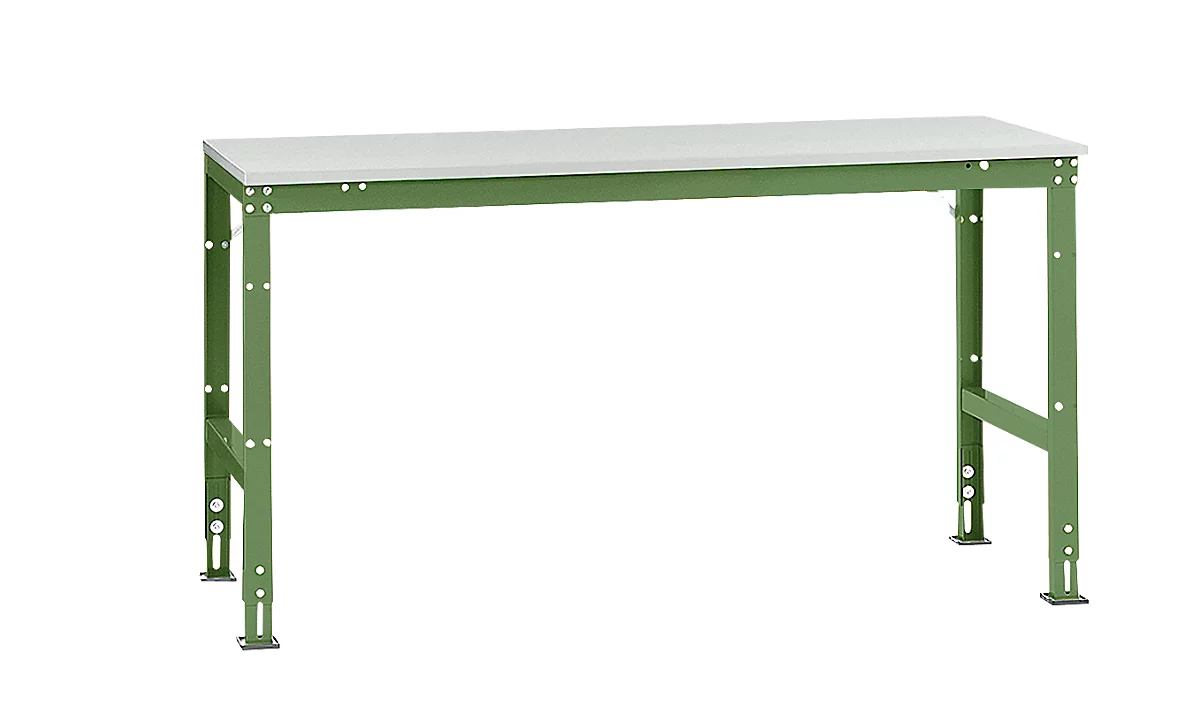 Manuflex Grundtisch UNIVERSAL Standard, Tischplatte Melamin, 1750x800, resedagrün