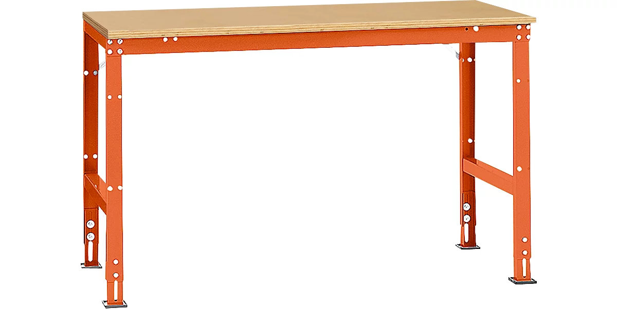 Manuflex Grundtisch UNIVERSAL Standard, Tischplatte Multiplex, 1500x800, rotorange