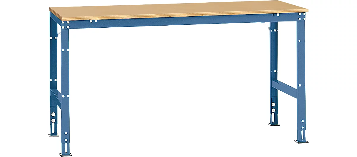 Manuflex Grundtisch UNIVERSAL Standard, Tischplatte Multiplex, 1750x800, brillantblau