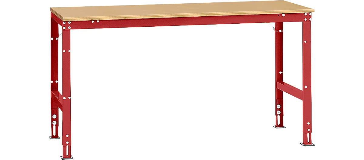 Manuflex Grundtisch UNIVERSAL Standard, Tischplatte Multiplex, 1750x800, rubinrot