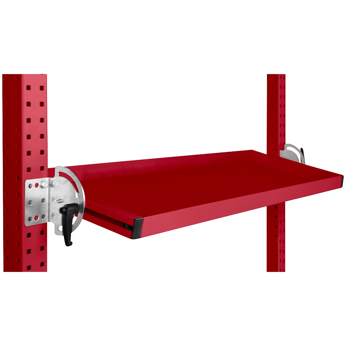 Manuflex kantelbare opbergconsole, voor de serie Universal of Profi, bruikbare diepte 345 m, voor tafelbreedte 1250 mm, robijnrood