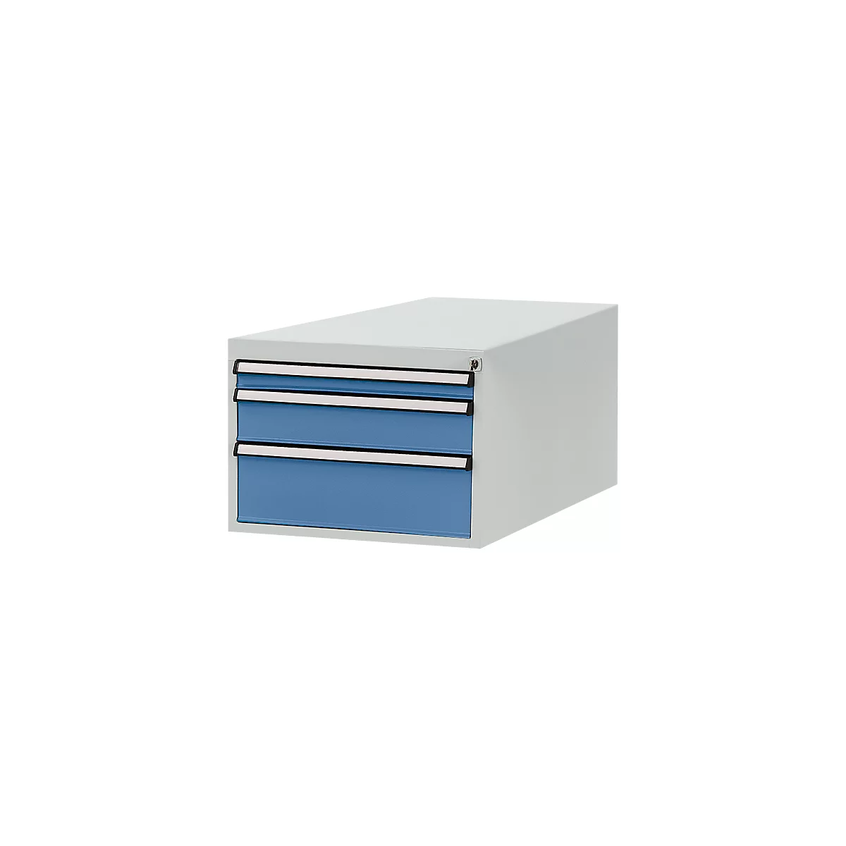 Manuflex onderbouw met schuifladen, voor D 1000 mm, lichtgrijs/briljantblauw