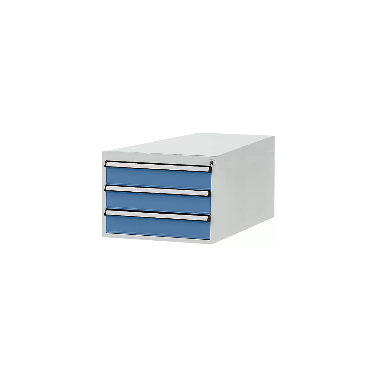 Manuflex onderbouw met schuifladen, voor D 800 mm, lichtgrijs/briljantblauw