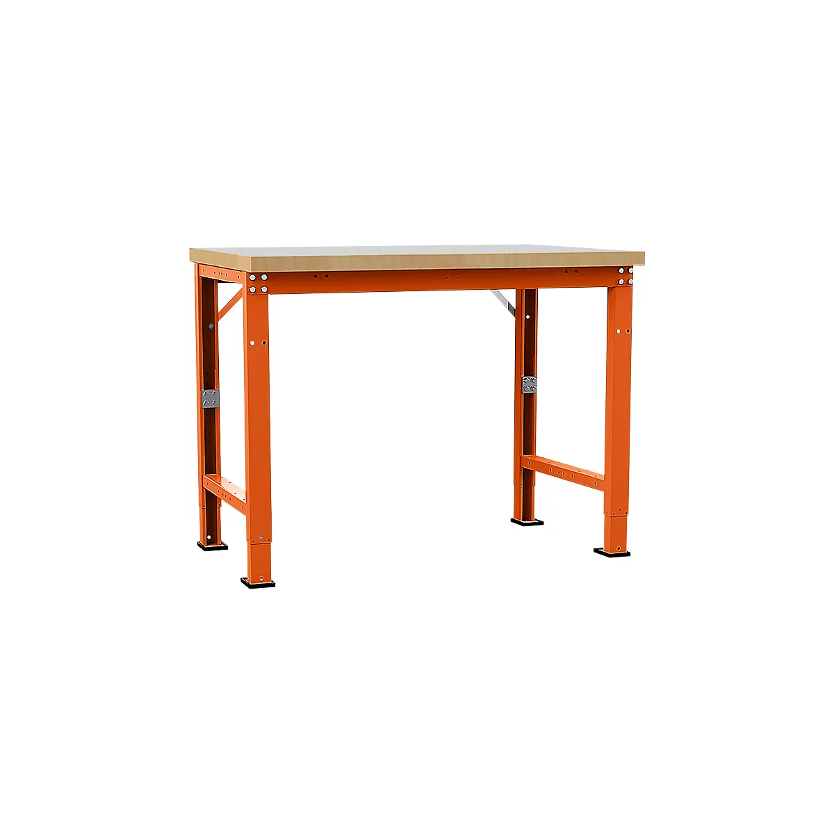 Manuflex Werkbank Profi Spezial, Tischplatte Kunststoff, 1250 x 700 mm, rotorange