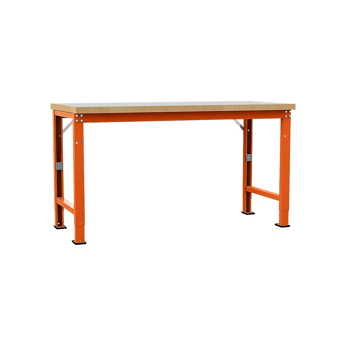 Manuflex Werkbank Profi Spezial, Tischplatte Kunststoff, 1750 x 700 mm, rotorange