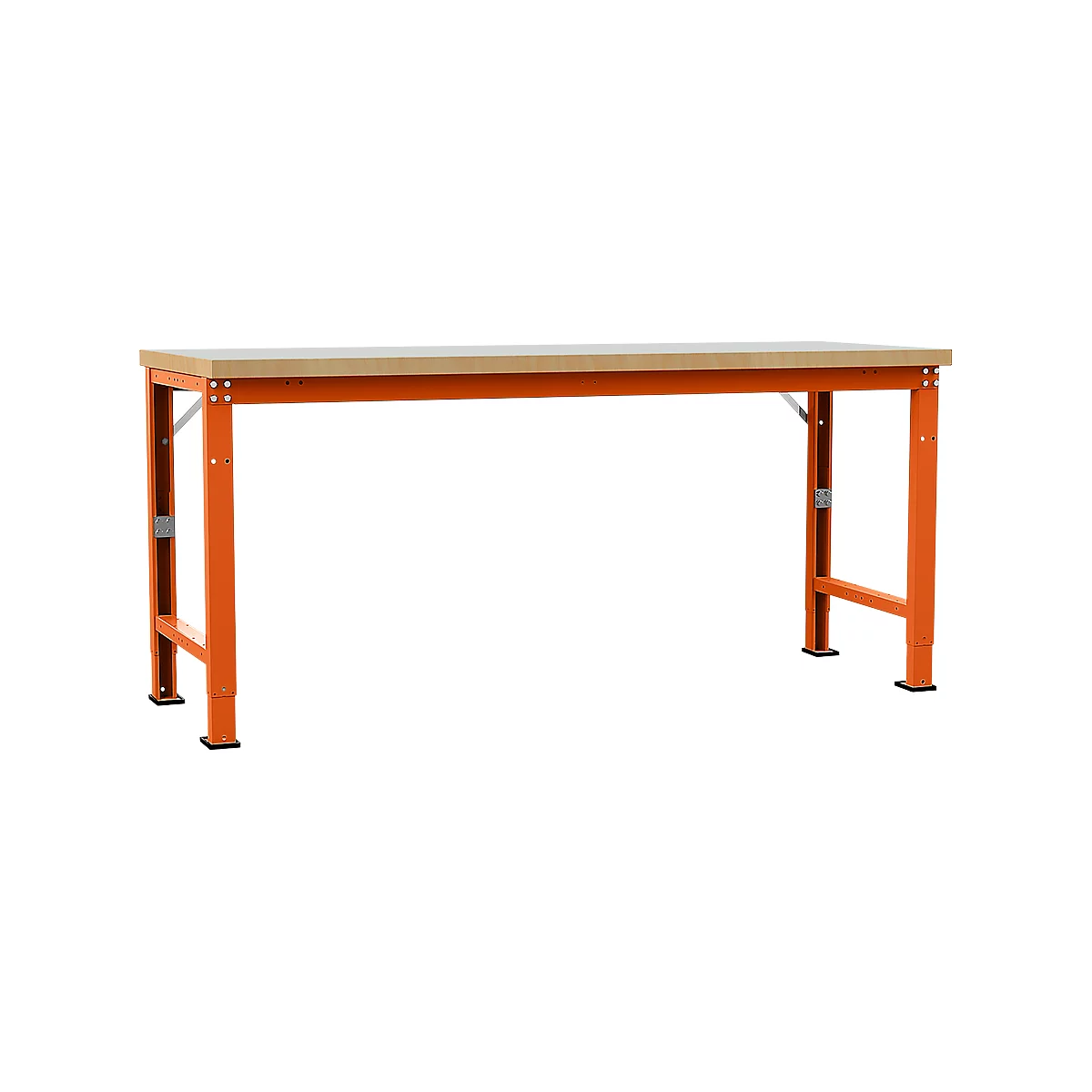 Manuflex Werkbank Profi Spezial, Tischplatte Kunststoff, 2000 x 700 mm, rotorange