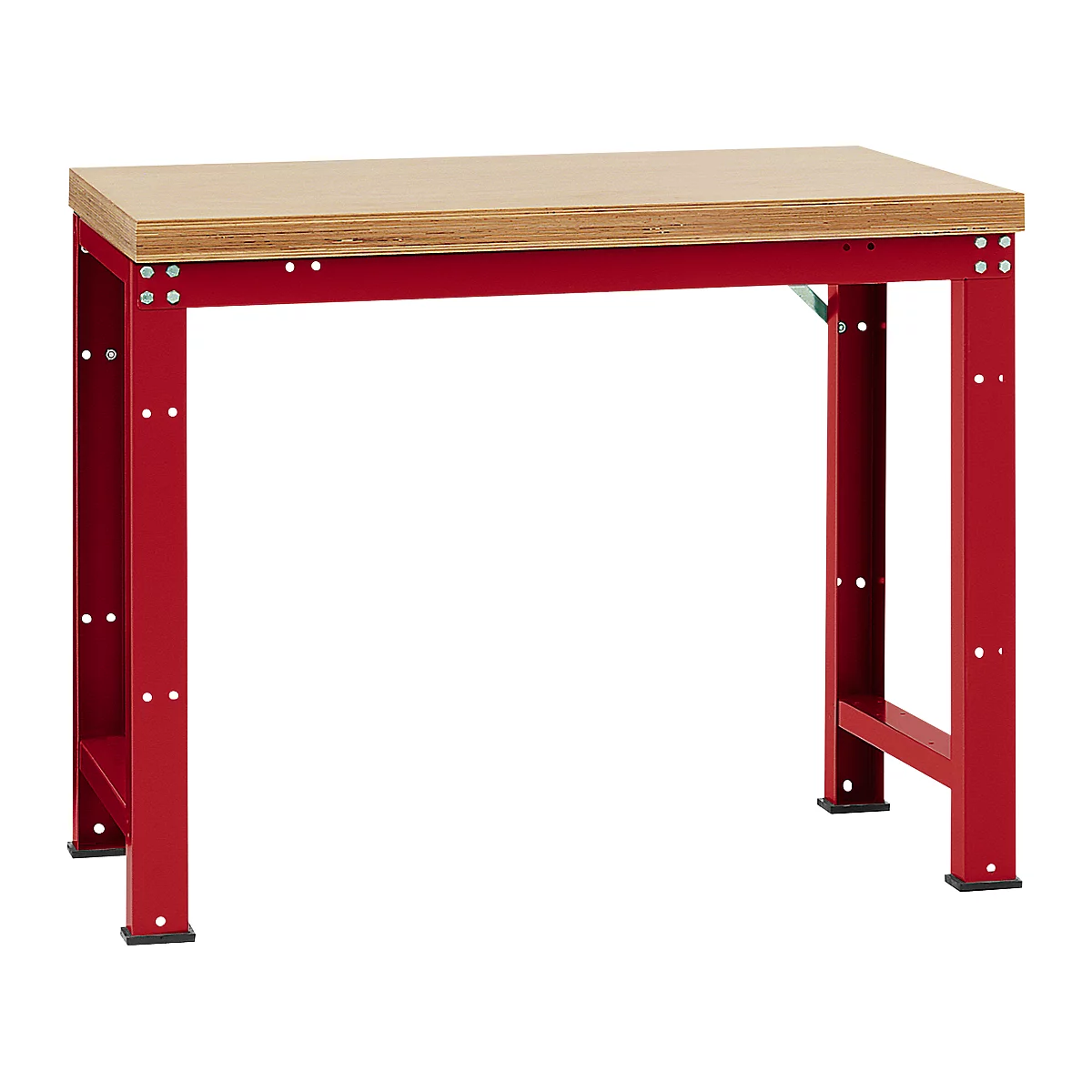 Manuflex werkbank Profi standaard, Tafelblad multiplex B 1250 x D 700, robijnrood