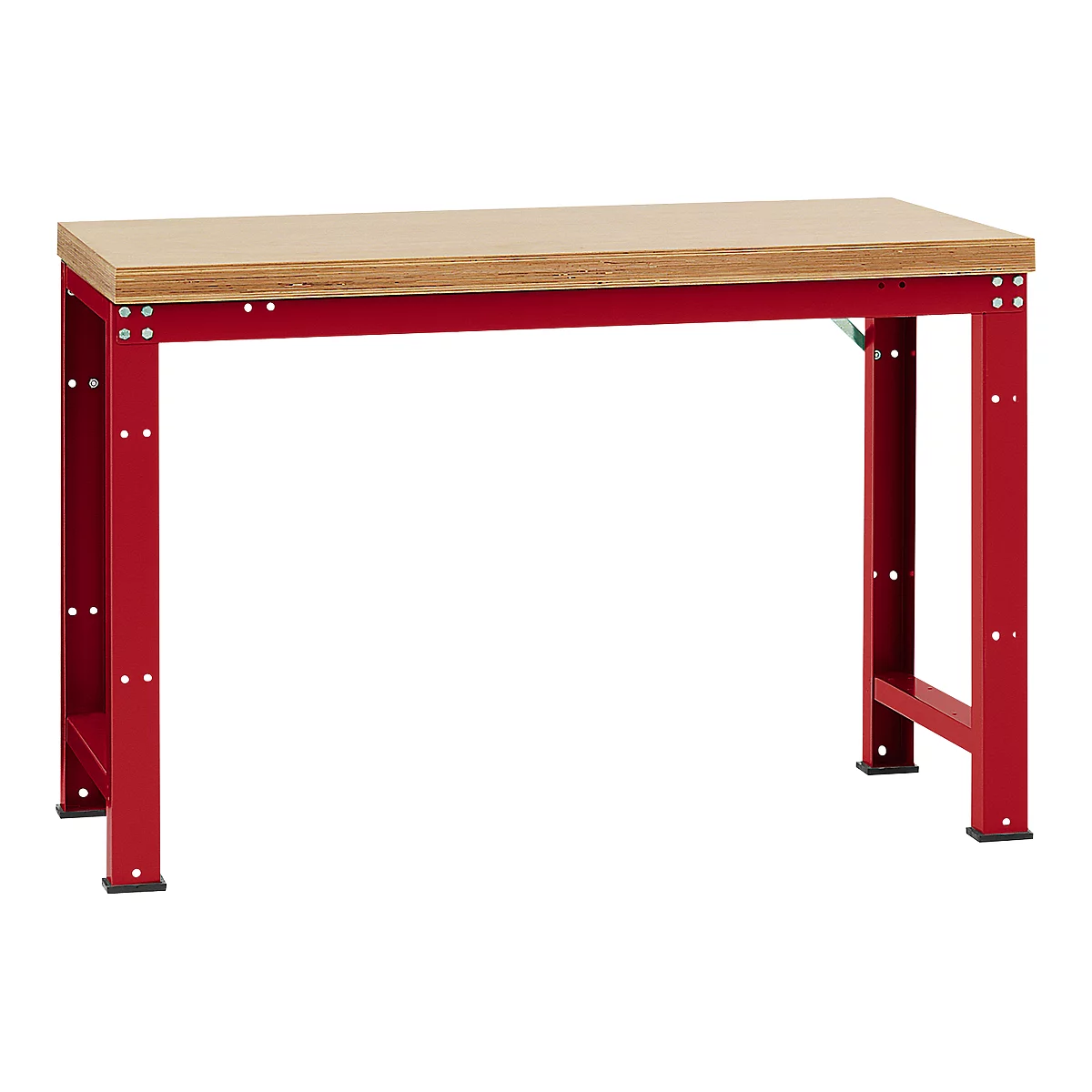 Manuflex werkbank Profi standaard, Tafelblad multiplex B 1500 x D 700, robijnrood