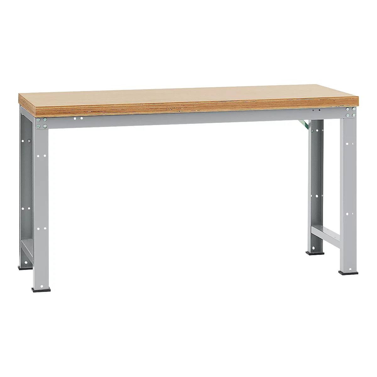 Manuflex werkbank Profi standaard, Tafelblad multiplex B 1750 x D 700, aluminium zilver