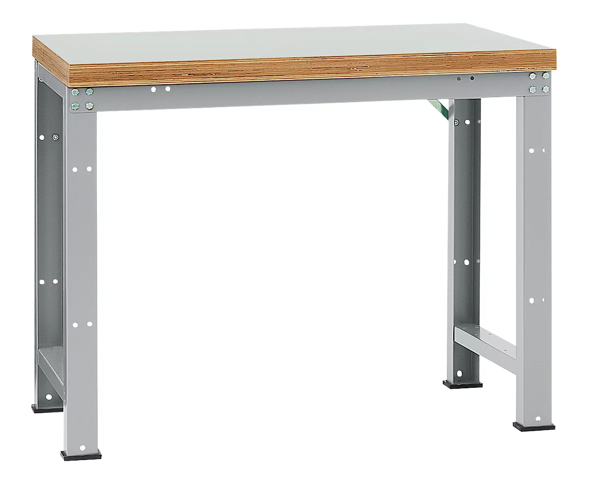 Manuflex Werkbank Profi Standard, Tischplatte Kunststoff B 1250 x T 700, alusilber