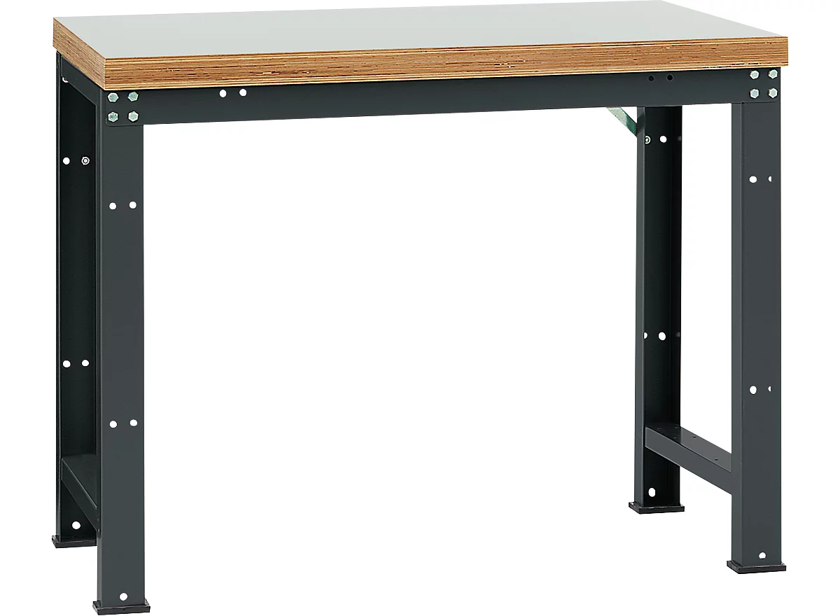 Manuflex Werkbank Profi Standard, Tischplatte Kunststoff B 1250 x T 700, anthrazit