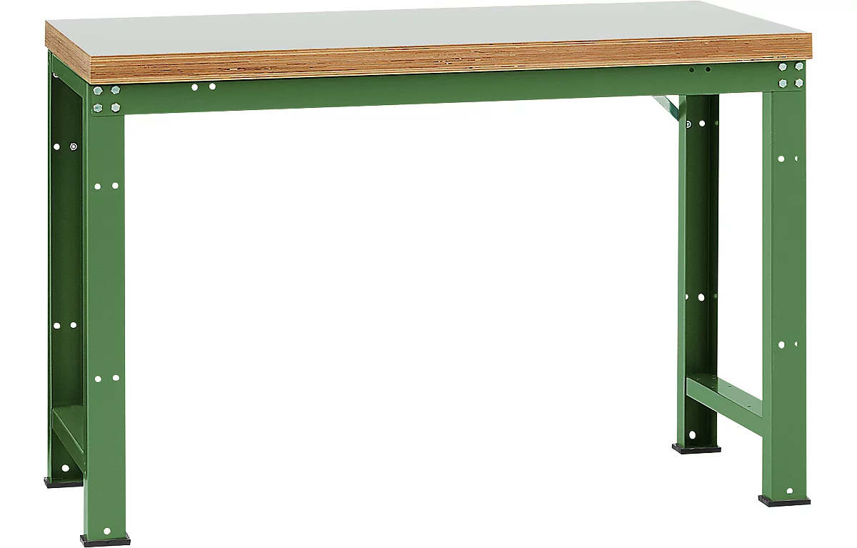 Manuflex Werkbank Profi Standard, Tischplatte Kunststoff B 1500 x T 700, resedagrün