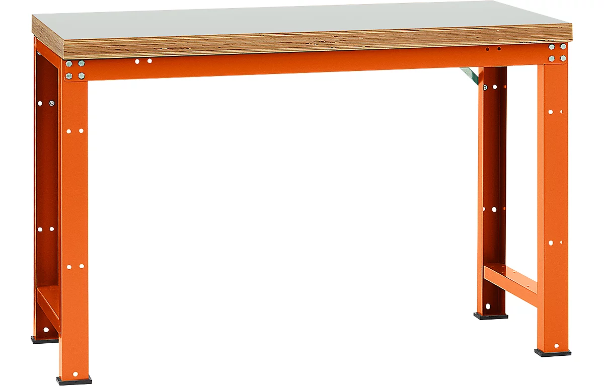 Manuflex Werkbank Profi Standard, Tischplatte Kunststoff B 1500 x T 700, rotorange