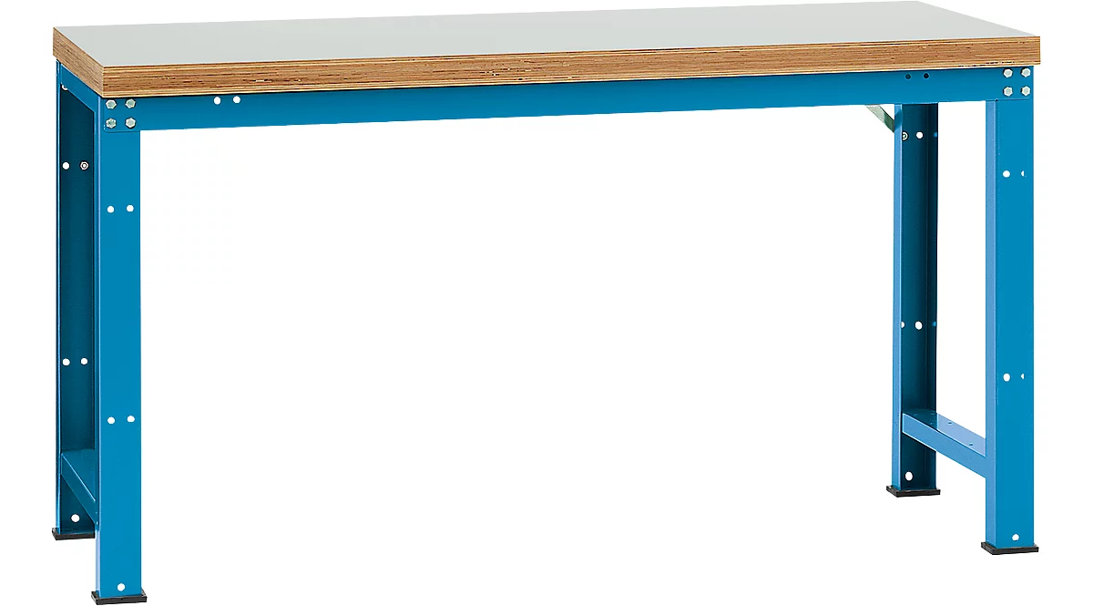 Manuflex Werkbank Profi Standard, Tischplatte Kunststoff B 1750 x T 700, lichtblau