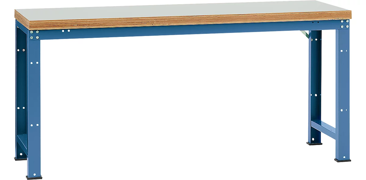 Manuflex Werkbank Profi Standard, Tischplatte Kunststoff B 2000 x T 700, brillantblau