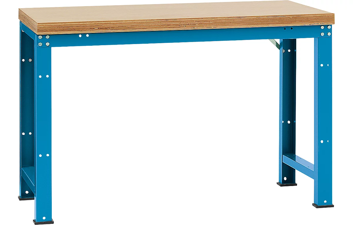Manuflex Werkbank Profi Standard, Tischplatte Multiplex B 1500 x T 700, lichtblau