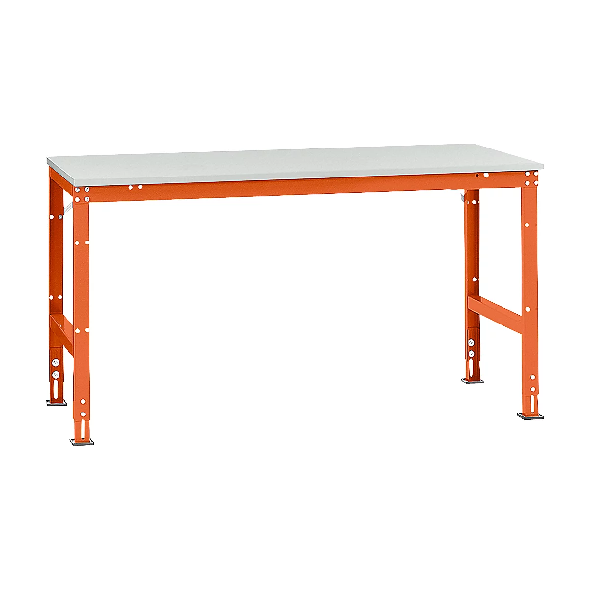 Manuflex werktafel UNIVERSAL Standaard, 1750 x 1000 mm, kunststof lichtgrijs, roodoranje