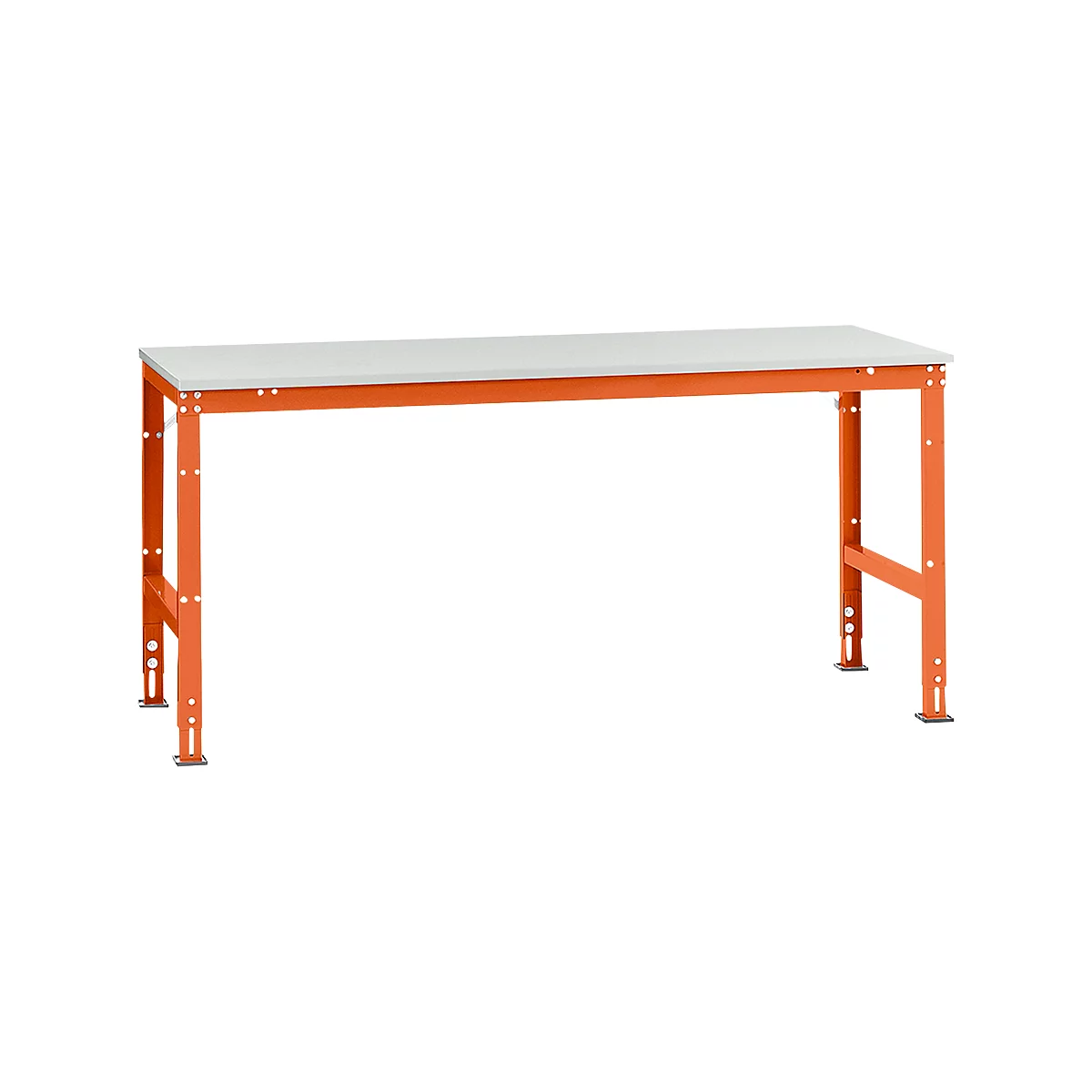 Manuflex werktafel UNIVERSAL Standaard, 2000 x 1000 mm, kunststof lichtgrijs, roodoranje