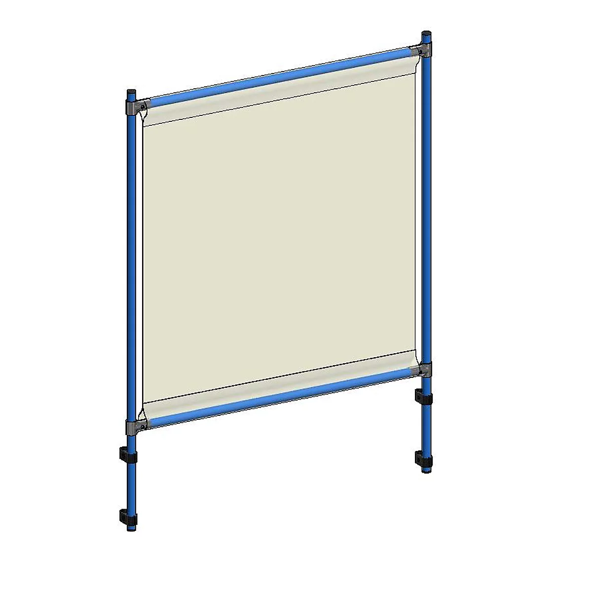 Marco para protección contra infecciones 5901 para dispositivos de transporte fetra, tubo de acero/lámina PVC, azul brillante RAL 5007/transparente, L 1060 x An 49 x Al 1410 mm