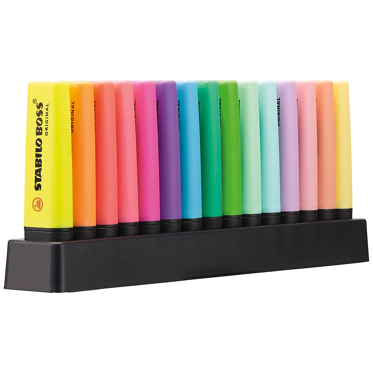 Markeerstift Stabilo Boss Original, 15 stuks, met standaard, lijndikte 2-5 mm