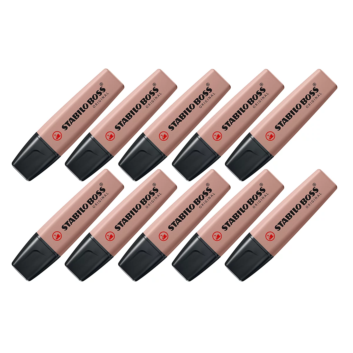 Markeerstift STABILO® BOSS Original NatureCOLORS, wigvormige punt, lichtecht, sneldrogend, umbra, 10 stuks