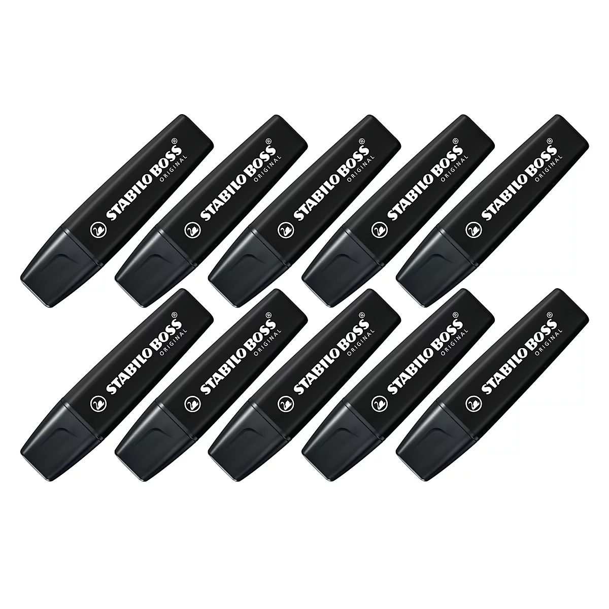Markeerstift STABILO® BOSS Original NatureCOLORS, wigvormige punt, lichtecht, sneldrogend, zwart, 10 stuks