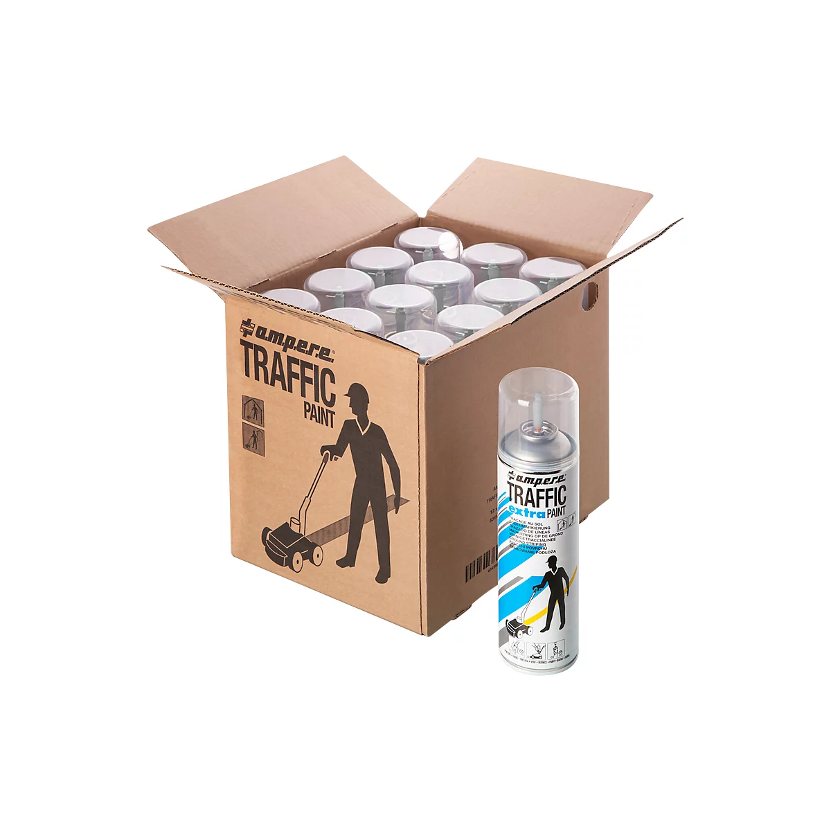 Markeerverf Traffic® Extra, voor vloermarkeerders, weerbestendig, bereik 50 m, 500 ml, wit