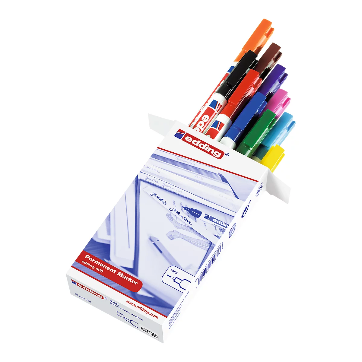 Marker edding 400, fijne punt, gesorteerd, 10 stuks