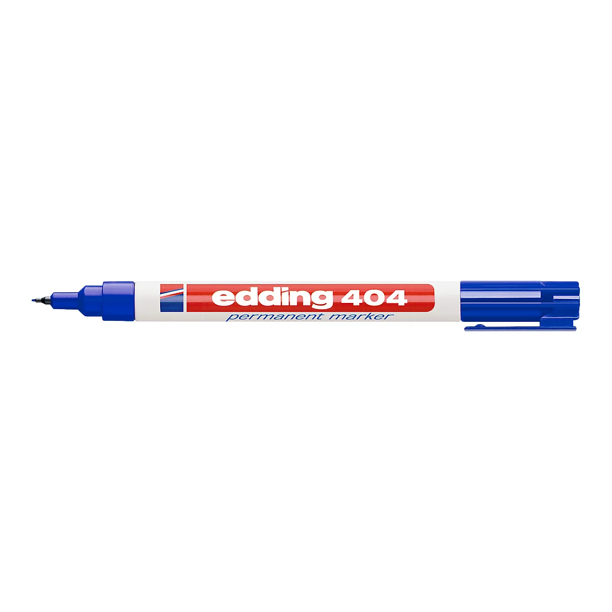 Blue Edding 404 permanent marker with open cap.