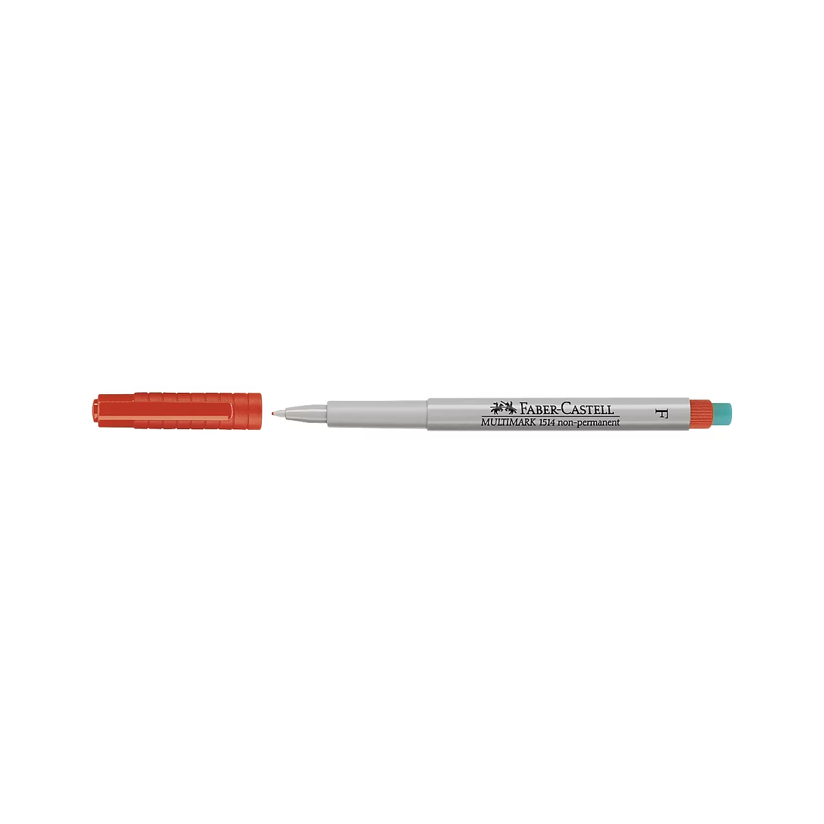 An orange felt-tip pen by Faber-Castell. The brand name is on the pen.