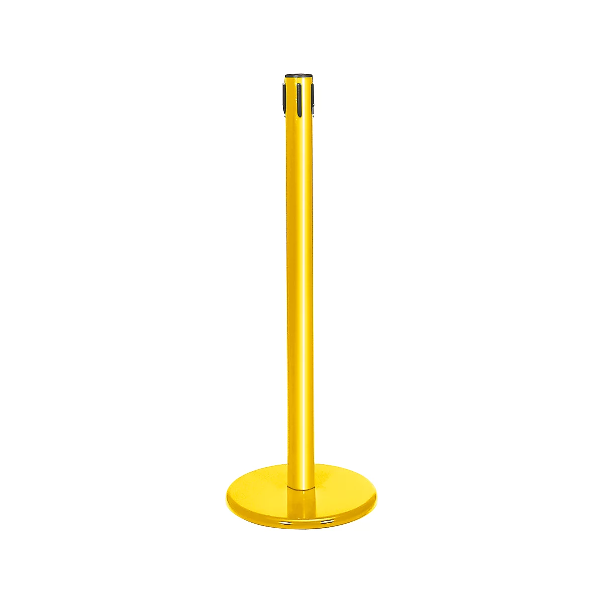 Yellow stanchion with a round base and black top.