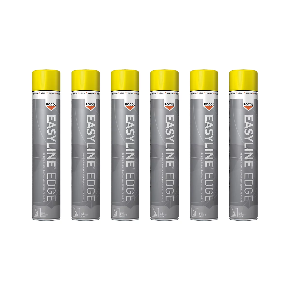 Markerverf Easyline Edge - 6 spuitbussen 750 ml - geel